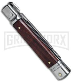 AKC 7.75" Slimline Lever Lock Cocobolo Automatic Knife - Flat -Grindworx Shop AKC Slimline LL Auto Cocobolo Satin Flat BHQ 79857 jr side large