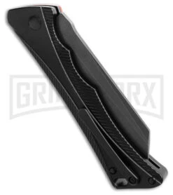 AKC Smarty Black W/Orange Bolster Automatic Knife Reverse Tanto - Black SW Plain -Grindworx Shop AKC Smarty AK Black w Orange Bolster 3in BSW BHQ 184665 td side large