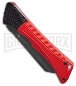 AKC Smarty Red W/Black Bolster Automatic Knife Reverse Tanto - Black SW Plain -Grindworx Shop AKC Smarty Automatic Knife Red w Black Bolster 3.3in Black Stonewash BHQ 184758 hd spine large