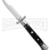 AKC 9" Italian Stiletto Swinguard Ebony Auto Knife W/ Case - Bayonet -Grindworx Shop AKC Swinguard 9in Automatic Italian Stiletto Ebony 4in Satin Bayonet BHQ 189016 td large