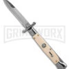AKC 9" Italian Stiletto Swinguard Sim Ivory Automatic Knife - Polish Plain