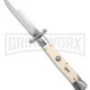 AKC 9" Italian Stiletto Swinguard Sim Ivory Auto Knife W/ Case - Polish Plain 3 AKC 9" Italian Stiletto Swinguard Sim Ivory Auto Knife W/ Case - Polish Plain -Grindworx Shop AKC Swinguard 9in Automatic Italian Stiletto Sim Ivory with Case 4in Polish Bayonet BHQ 189012 td large