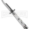AKC 9" Italian Stiletto Swinguard White Pearlex Automatic Knife - Polish Plain