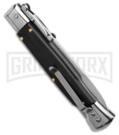 AKC 9" Italian Stiletto Swinguard Black G10 Automatic Knife W/Sheath- Bayonet -Grindworx Shop AKC Swinguard 9in Automatic Stiletto Black G10 w Sheath 4in Satin Bayonet BHQ 189371 hd sode large