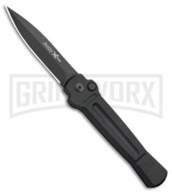 AKC X-treme Ace Black Automatic Knife - Black Plain