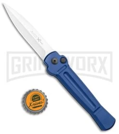 AKC X-treme ACE Blue Automatic Knife - Satin Plain -Grindworx Shop AKC X treme Ace Auto Blue Satin BHQ 105467 jr bottlecap large