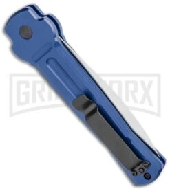 AKC X-treme ACE Blue Automatic Knife - Satin Plain -Grindworx Shop AKC X treme Ace Auto Blue Satin BHQ 105467 jr side large