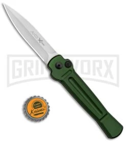 AKC X-treme Ace Green Automatic Knife - Satin Plain -Grindworx Shop AKC X treme Ace Auto Green SW BHQ 125448 jr bottlecap large