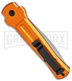 AKC X-treme Ace Orange Automatic Knife - Satin Plain -Grindworx Shop AKC X treme Ace Auto Orange Satin BHQ 136149 jr side large