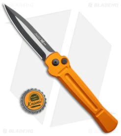 AKC X-treme Ace Automatic Knife Orange Aluminum (3.6" Two Tone) -Grindworx Shop AKC X treme Ace Auto Orange TT BHQ 143389 jr bottlecap