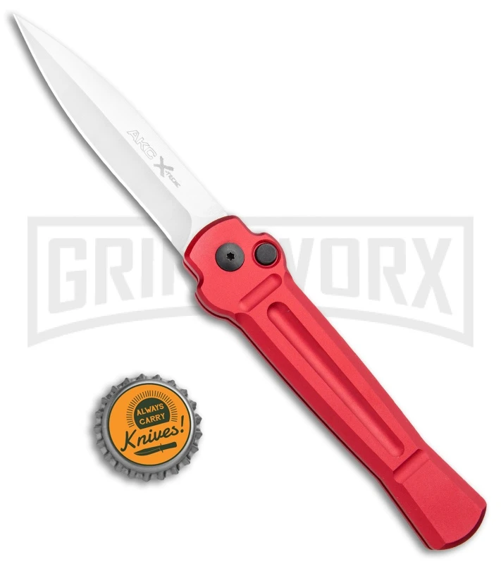 AKC X-treme Ace Red Automatic Knife - Satin Plain AKC X-treme Ace Red Automatic Knife - Satin Plain -Grindworx Shop AKC X treme Ace Auto Red Satin BHQ 105468 jr bottlecap large