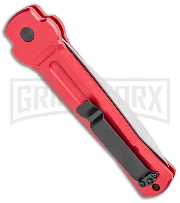 AKC X-treme Ace Red Automatic Knife - Satin Plain AKC X-treme Ace Red Automatic Knife - Satin Plain -Grindworx Shop AKC X treme Ace Auto Red Satin BHQ 105468 jr side large