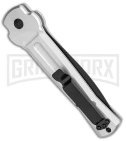 AKC X-treme Ace Silver Black Automatic Knife -Grindworx Shop AKC X treme Ace Auto Silver Black BHQ 113942 jr side large