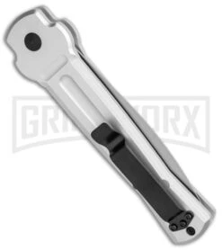 AKC X-treme Ace Silver Automatic Knife - Satin Plain -Grindworx Shop AKC X treme Ace Auto Silver Satin BHQ 113920 jr side large