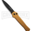 AKC X-treme Ace1 Gold Aluminum Automatic Knife - Black Plain -Grindworx Shop AKC X treme Ace Automatic Knife Gold 3in Black BHQ 189017 td large