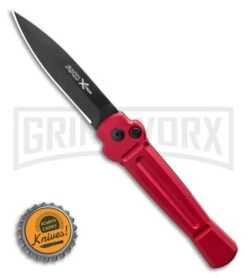 AKC X-treme Ace Red Automatic Knife - Black Plain 3 AKC X-treme Ace Red Automatic Knife - Black Plain -Grindworx Shop AKC X treme Ace Automatic Knife Red 3.6 Black BHQ 123056 LS Bottlecap large