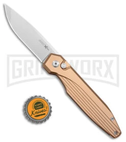 AKC X-treme Dandy Tan Aluminum Automatic Knife (Stonewash) -Grindworx Shop AKC X treme Dandy Tan Aluminum Auto SW BHQ 176851 jr bottlecap large