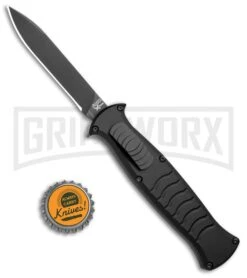 AKC X-treme EVO Black OTF Automatic Knife W/ Pocket Clip - Black Plain -Grindworx Shop AKC X treme EVO OTF Auto Black Black BHQ 105415 jr bottlecap large 1