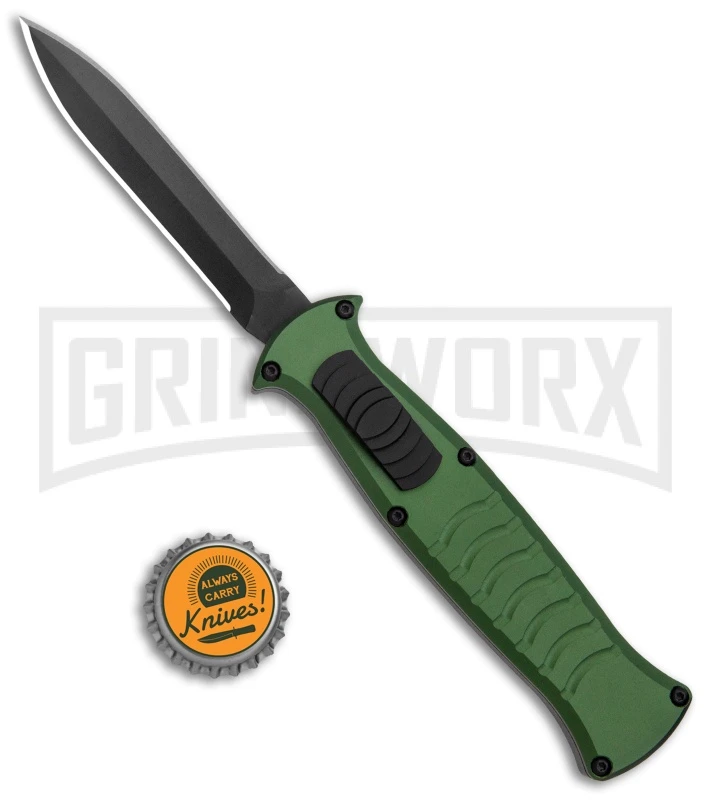 AKC X-treme EVO Green OTF Automatic Knife - Dagger Black Plain AKC X-treme EVO Green OTF Automatic Knife - Dagger Black Plain -Grindworx Shop AKC X treme EVO OTF Auto Dagger Green Black GX 37364 jr bottlecap large