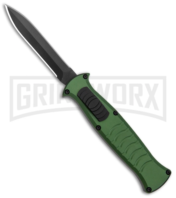 AKC X-treme EVO Green OTF Automatic Knife - Dagger Black Plain AKC X-treme EVO Green OTF Automatic Knife - Dagger Black Plain -Grindworx Shop AKC X treme EVO OTF Auto Dagger Green Black GX 37364 jr large