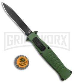 AKC X-treme EVO Green OTF Automatic Knife - Black Plain -Grindworx Shop AKC X treme EVO OTF Auto Green Black BHQ 105414 jr bottlecap 2 large