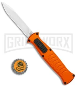 AKC X-treme EVO Orange OTF Automatic Knife - Satin Plain -Grindworx Shop AKC X treme EVO OTF Auto Orange Satin BHQ 114657 jr bottlecap large