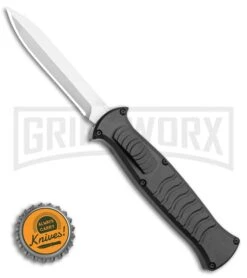 AKC X-treme EVO Black OTF Automatic Knife - Satin Plain Dagger -Grindworx Shop AKC X treme EVO OTF Automatic Knife Black 3.5 Satin Dagger BHQ 119723 LS Bottlecap large