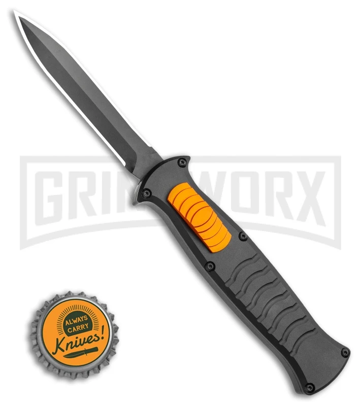 AKC X-treme EVO Black / Orange Slide OTF Automatic Knife - Black Plain Dagger AKC X-treme EVO Black / Orange Slide OTF Automatic Knife - Black Plain Dagger -Grindworx Shop AKC X treme EVO OTF Automatic Knife Black Orange Slide 3.5 Black Dagger BHQ 119626 LS Bottlecap large