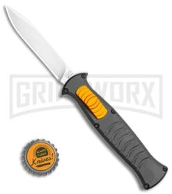 AKC X-treme EVO Black / Orange Slide OTF Automatic Knife - Satin Plain -Grindworx Shop AKC X treme EVO OTF Automatic Knife Black Orange Slide 3.5in Satin BHQ 114879 LS Bottlecap large