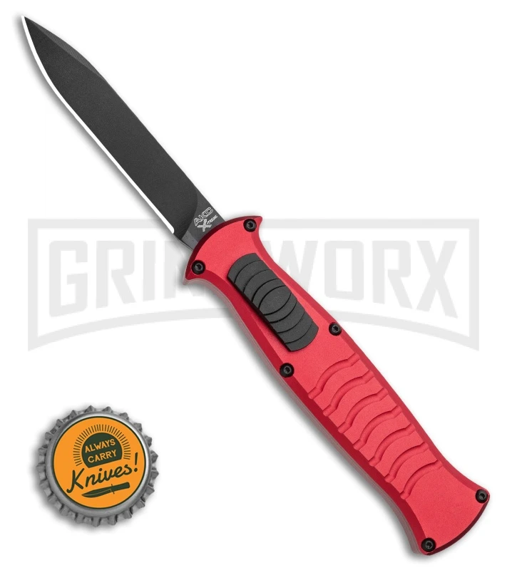 AKC X-treme EVO RB OTF Automatic Knife - Red Black Plain AKC X-treme EVO RB OTF Automatic Knife - Red Black Plain -Grindworx Shop AKC X treme EVO OTF Automatic Knife Red 3.5in Black EVO ROB BHQ 115345 LS Bottlecap large