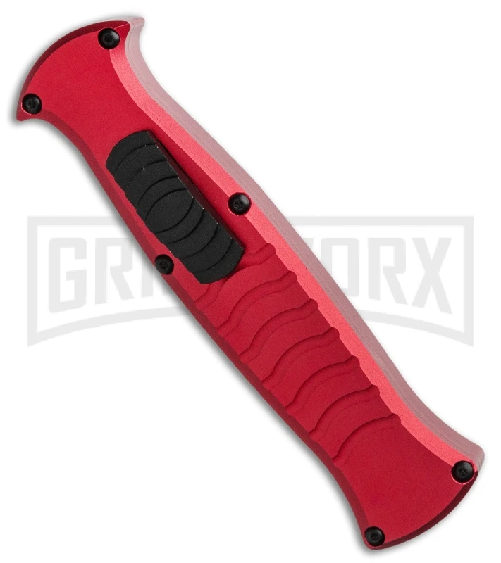 AKC X-treme EVO RB OTF Automatic Knife - Red Black Plain AKC X-treme EVO RB OTF Automatic Knife - Red Black Plain -Grindworx Shop AKC X treme EVO OTF Automatic Knife Red 3.5in Black EVO ROB BHQ 115345 LS Spine large