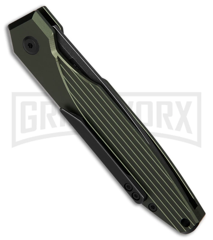 AKC X-treme Dandy Green Aluminum Automatic Knife - Black Stonewash Plain AKC X-treme Dandy Green Aluminum Automatic Knife - Black Stonewash Plain -Grindworx Shop AKC Xtreme Dandy Green Aluminum AK Black SW BHQ 174571 td side large