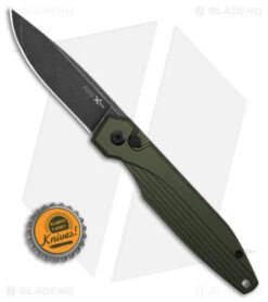 AKC X-treme Dandy Automatic Knife Green Aluminum (3.1" Black Stonewash) -Grindworx Shop AKC Xtreme Dandy Green Aluminum AK Black SW BHQ 174571 td size