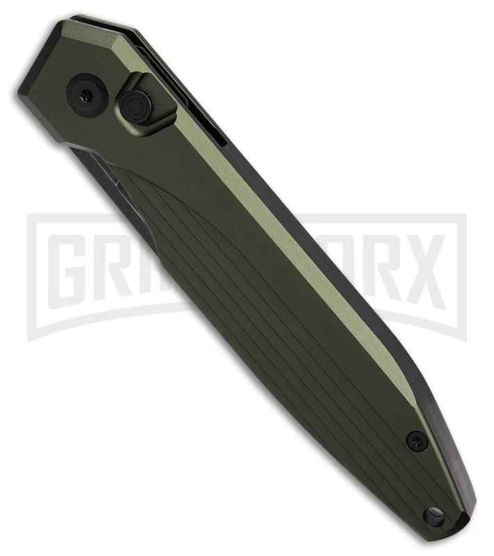 AKC X-treme Dandy Green Aluminum Automatic Knife - Black Stonewash Plain AKC X-treme Dandy Green Aluminum Automatic Knife - Black Stonewash Plain -Grindworx Shop AKC Xtreme Dandy Green Aluminum AK Black SW BHQ 174571 td spine large