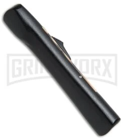 AKC Concord Cheetah OTF Automatic Knife- Flat Grind Black Plain -Grindworx Shop AKC concord cheetah black BP 19134 er side large