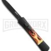 AKC Concord Flames OTF Automatic Knife - Flat Grind Black Plain -Grindworx Shop AKC concord flames flat grind black plain BP 19005 jr large