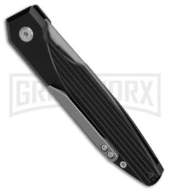 AKC X-treme Dandy Black Aluminum Automatic Knife - Stonewash Plain -Grindworx Shop Akc Xtreme Dandy Black Aluminum AK SW BHQ 174573 td side large
