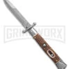 Automatic Italian Style Swinguard 9" Stag W/Clip - Damascus Bayonet Blade -Grindworx Shop Italian Style Stiletto Swinguard Automatic Knife Stag Horn w clip 4in Damascus BHQ 188209 td large