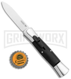 AKC 007 Concord Black OTF Automatic Knife Gray/Black - Spear Point Satin -Grindworx Shop Minion Concord Polish Black OTF Auto Flat Satin Plain GX 35509 jr bottlecap large