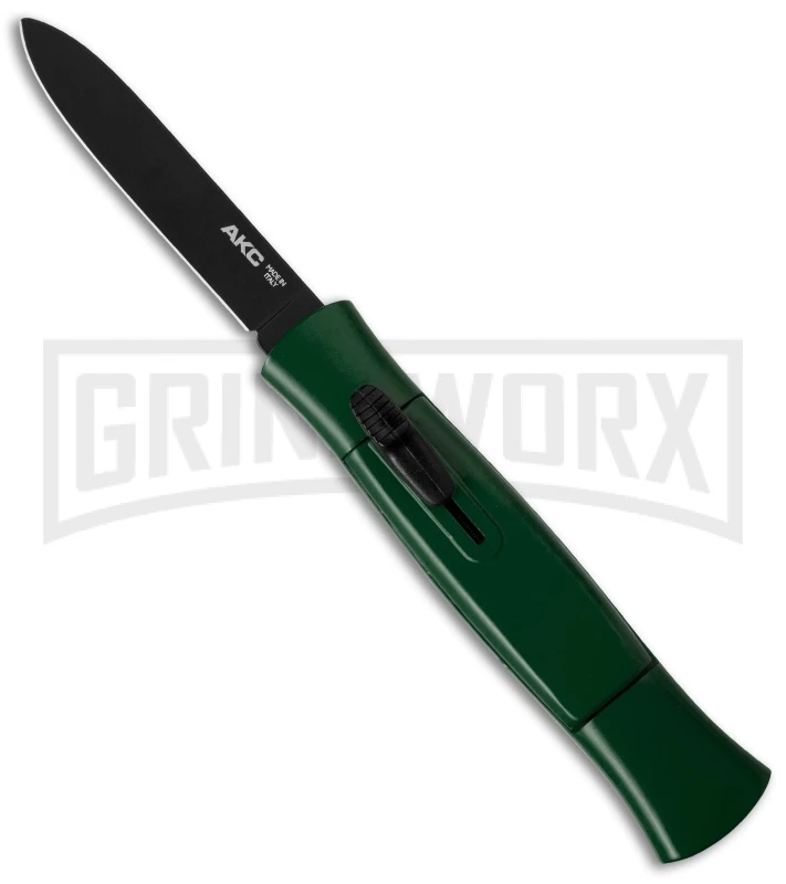 AKC 077 Concord Dark Green OTF Automatic Knife - Black Plain AKC 077 Concord Dark Green OTF Automatic Knife - Black Plain -Grindworx Shop akc 077 otf dark green black plain cm large
