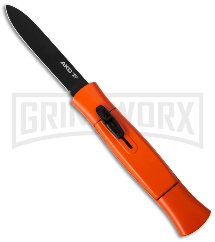 AKC 077 Concord Orange OTF Automatic Knife - Black Plain AKC 077 Concord Orange OTF Automatic Knife - Black Plain -Grindworx Shop akc 077 otf orange black plain cm large