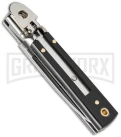 AKC Classic 6" Italian Lever Lock Dark Horn Automatic Knife - Polish Plain -Grindworx Shop akc 6in lever lock dark horn flat side large