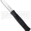 AKC 077 Concord Black OTF Automatic Knife - Flat Grind Satin Plain -Grindworx Shop akc 770 black silver flat large
