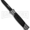 AKC 777 Blackfinger Jolly Roger OTF Automatic Knife - Black Dagger Plain -Grindworx Shop akc 777 jolly roger black dagger cm large