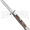 AKC 9" Italian Stiletto Swinguard Stag Automatic Knife - Dagger -Grindworx Shop akc 9 swing dagger stag large