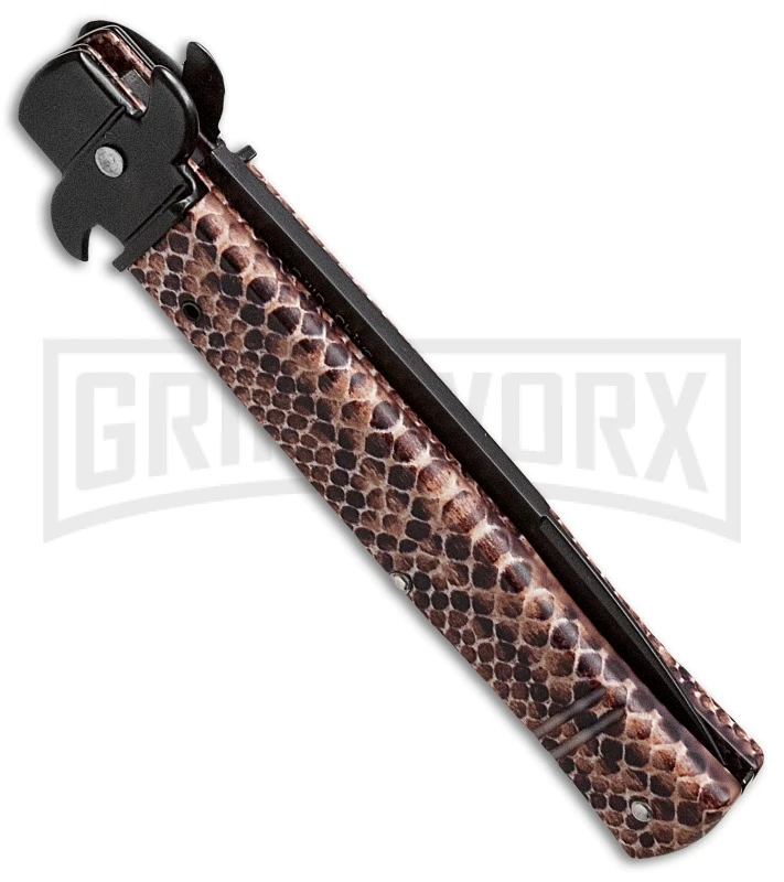AKC Bill DeShivs Tactical Sim Snake Leverletto Automatic Knife - Bayonet AKC Bill DeShivs Tactical Sim Snake Leverletto Automatic Knife - Bayonet -Grindworx Shop akc bill de shivs sim snake leverletto bayo side large