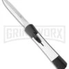AKC Concord Black/White OTF Automatic Knife - Dagger Satin Plain -Grindworx Shop akc concord otf bk w white inserts sati large