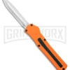 AKC F-20 Orange D/A OTF Dagger Automatic Knife - Satin Plain -Grindworx Shop akc f 20 da otf auto black Orange aluminum Satin dagger BHQ 177350 jr large