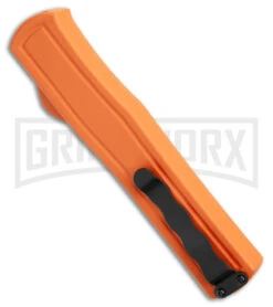 AKC F-20 Orange D/A OTF Dagger Automatic Knife - Satin Plain -Grindworx Shop akc f 20 da otf auto black Orange aluminum Satin dagger BHQ 177350 jr side large