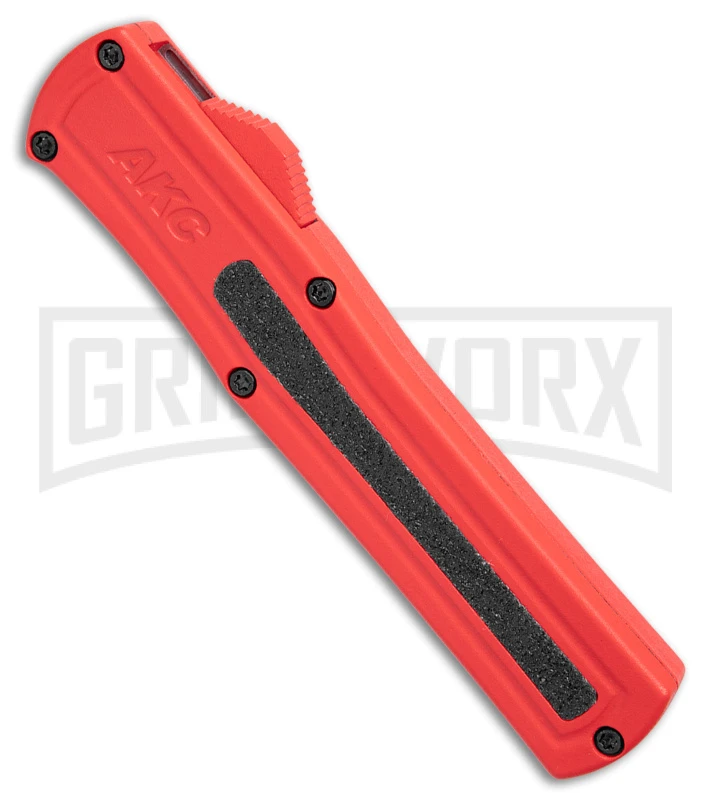 AKC F-20 Red D/A OTF Automatic Knife - Two Tone Plain AKC F-20 Red D/A OTF Automatic Knife - Two Tone Plain -Grindworx Shop akc f 20 da otf auto black red aluminum tt dagger BHQ 177264 jr spine large